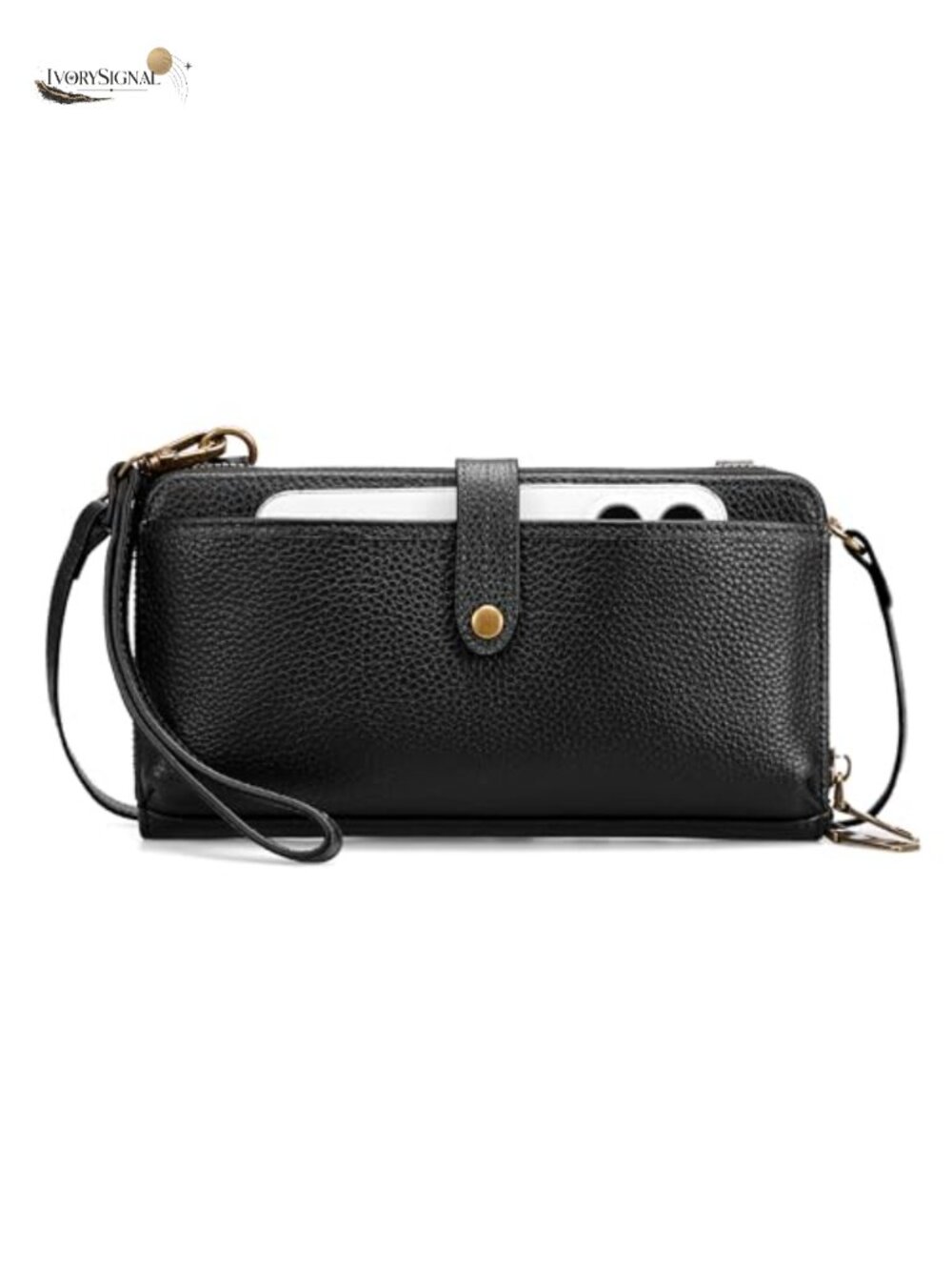 Genuine Leather Crossbody Cell Phone Wallet Wristlet with RFID